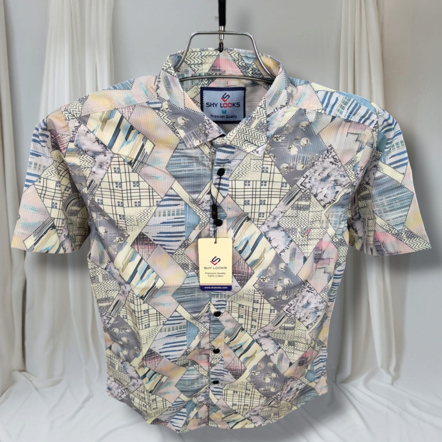 Luxury China Magnet Cotton Signature Half Sleeve Print Shirt