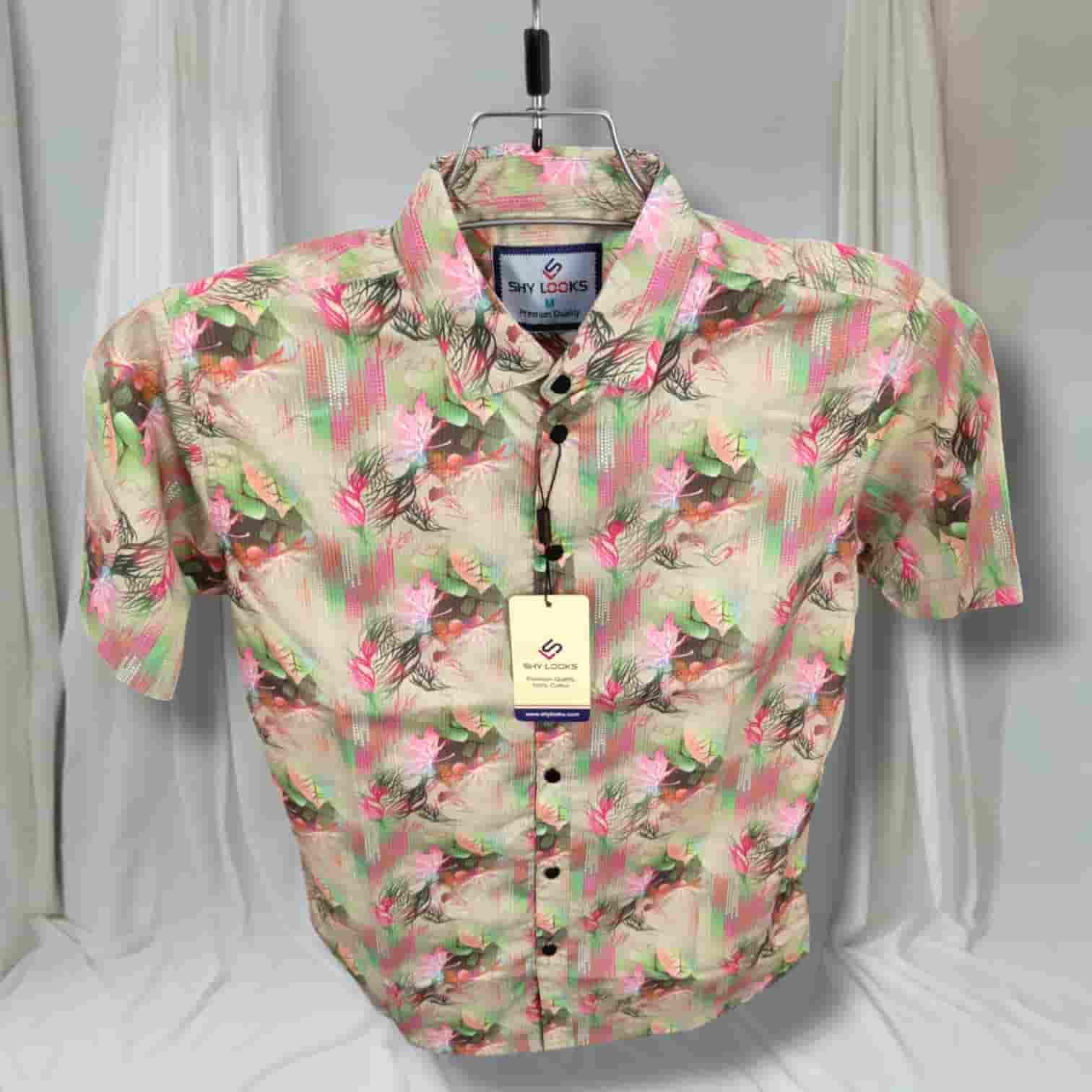 Luxury China Magnet Cotton Signature Half Sleeve Print Shirt