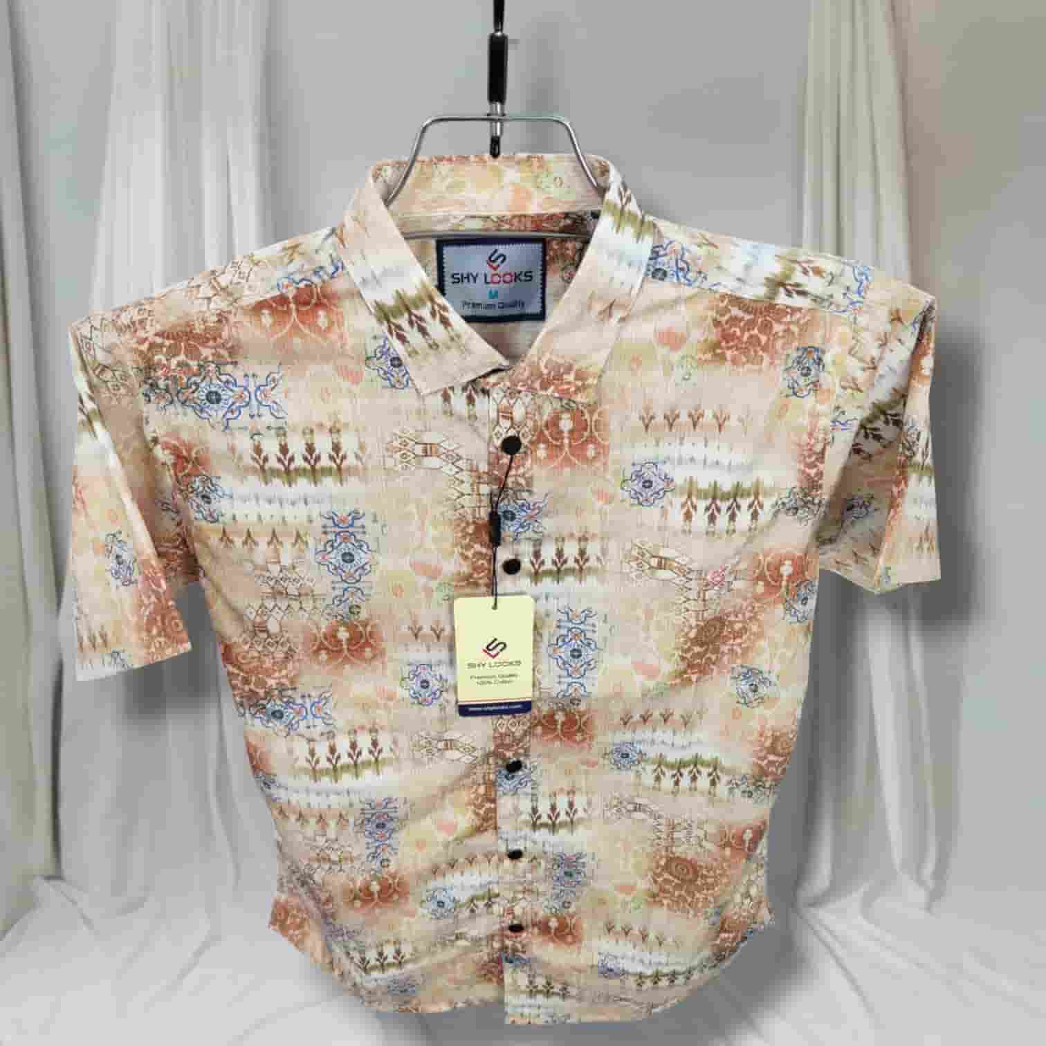Luxury China Magnet Cotton Signature Half Sleeve Print Shirt