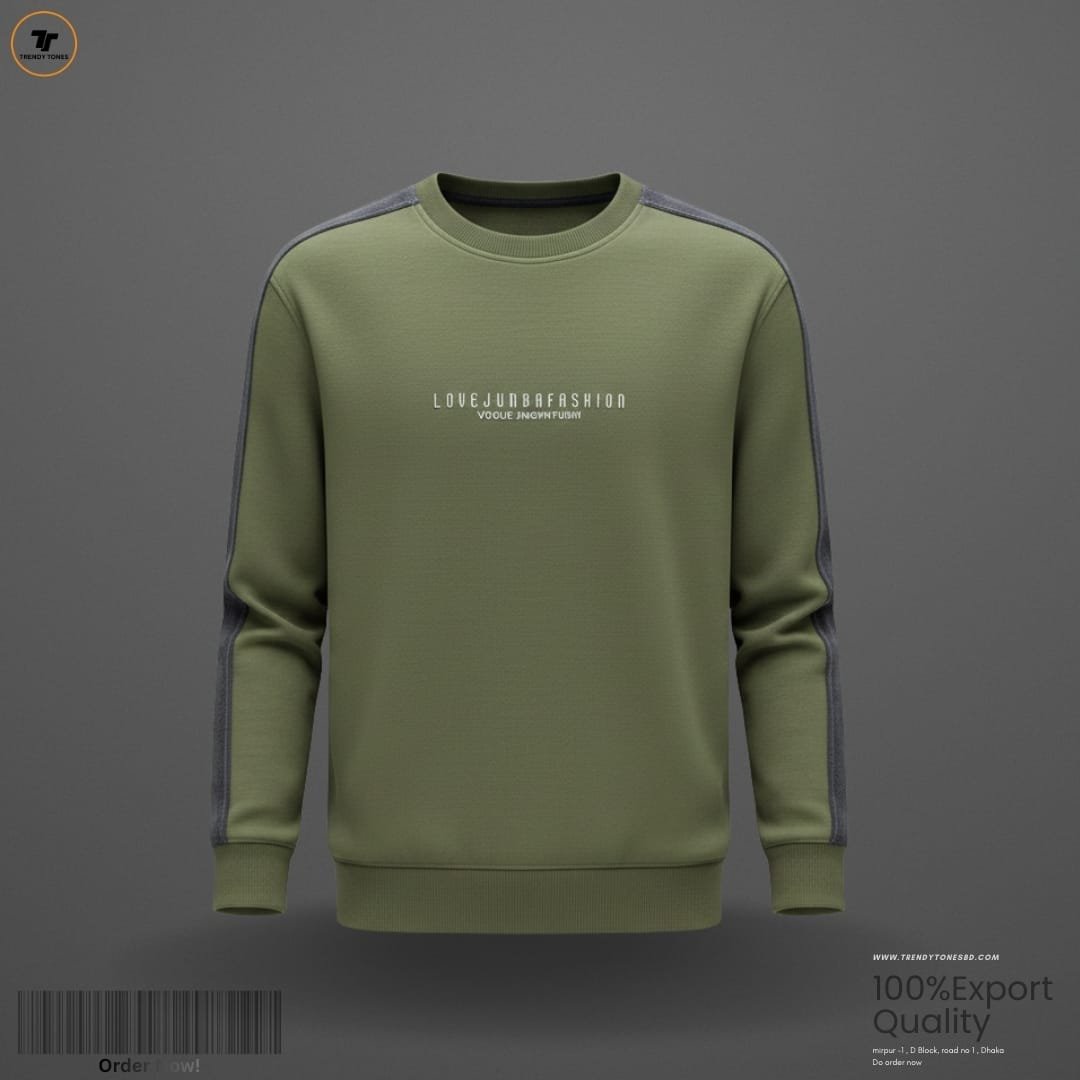 Cord Sleeve Sweatshirt (Olive)