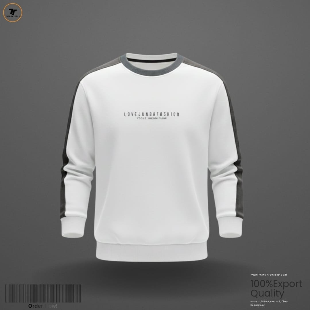 Cord Sleeve Sweatshirt (White)