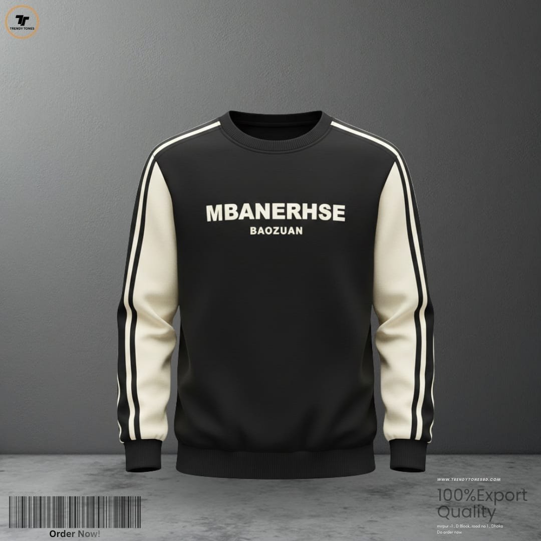 Stripes Contrast Sweatshirt (Black)