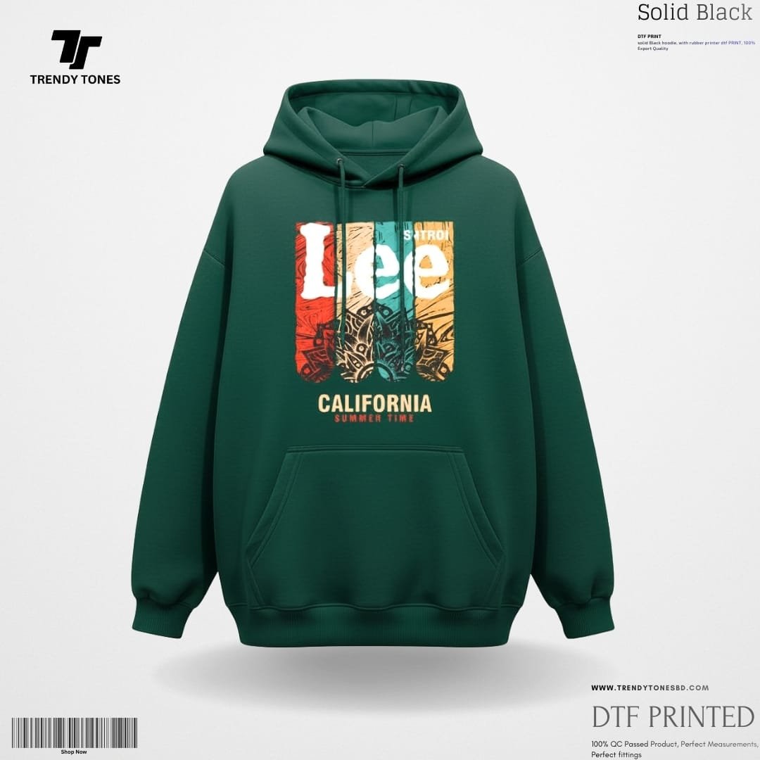 Green Lee Front Print Hoodie