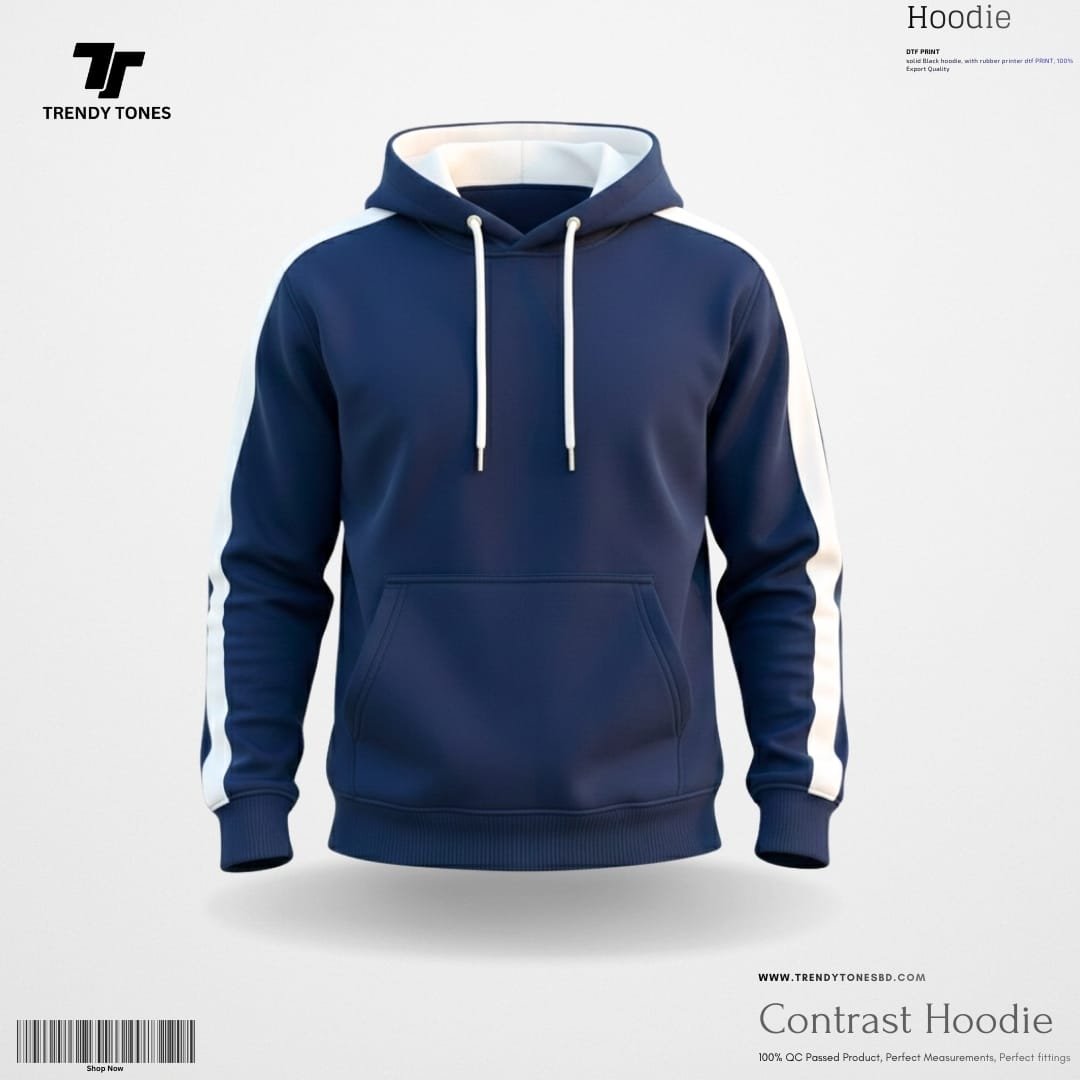 Solid Contrast Hoodie (Navy)