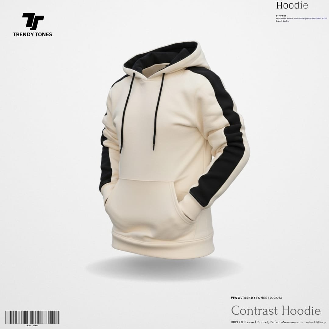 Solid Contrast Hoodie (Off-white)