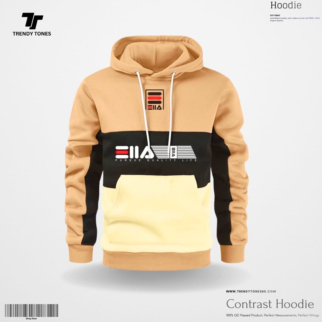 Premium FILA Hoodie ( Mustard Contrast )