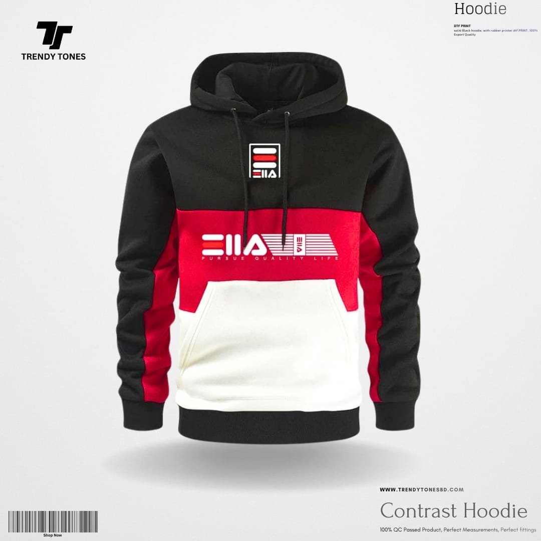 Premium FILA Hoodie ( Black Contrast )