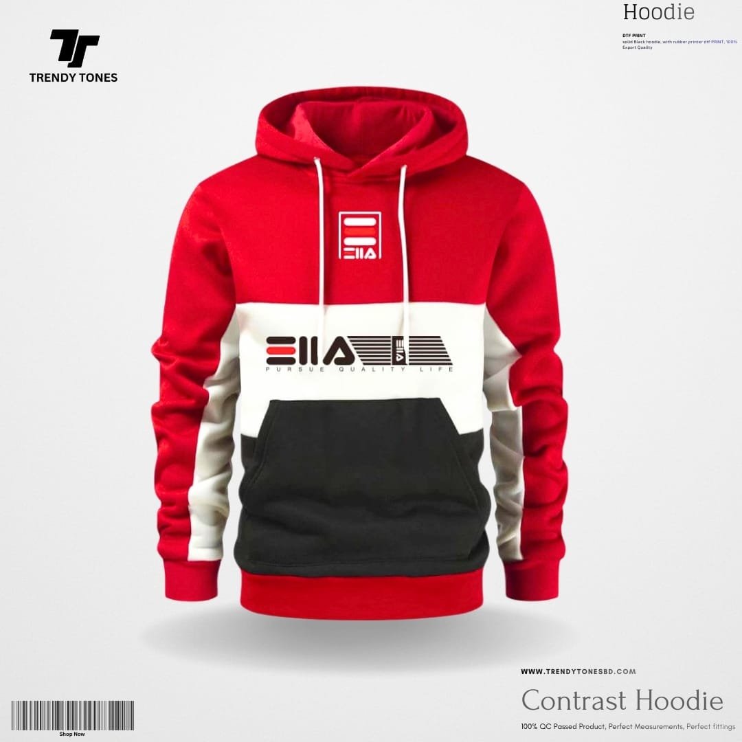 Premium FILA Hoodie ( Red Contrast )